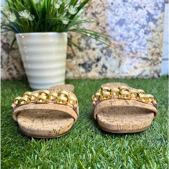 Veronica Beard Eni Chain-Trimmed Cork Slides 6.5 New - Picture 5 of 16